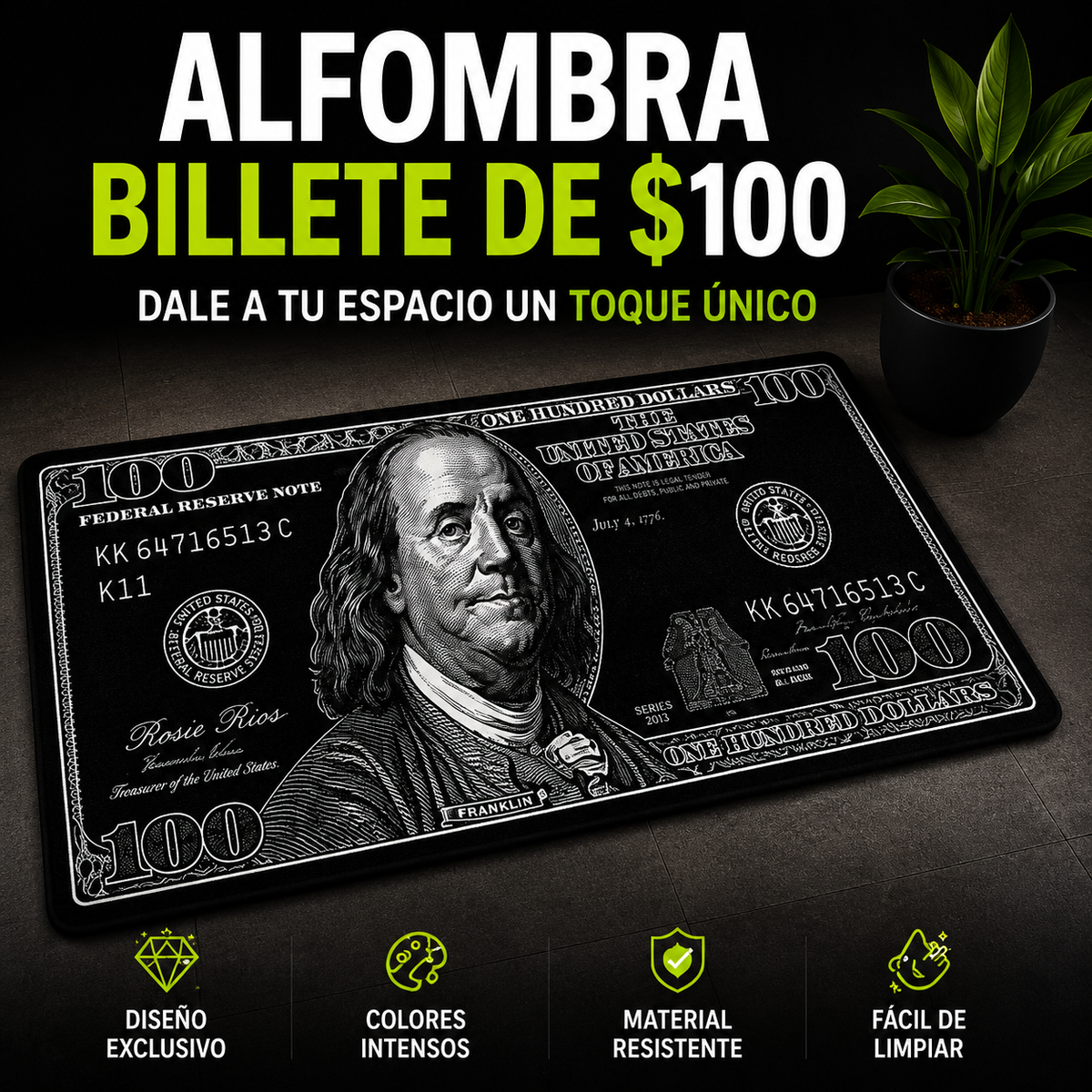 Alfombra Billete de $100 💵 | Money Rug